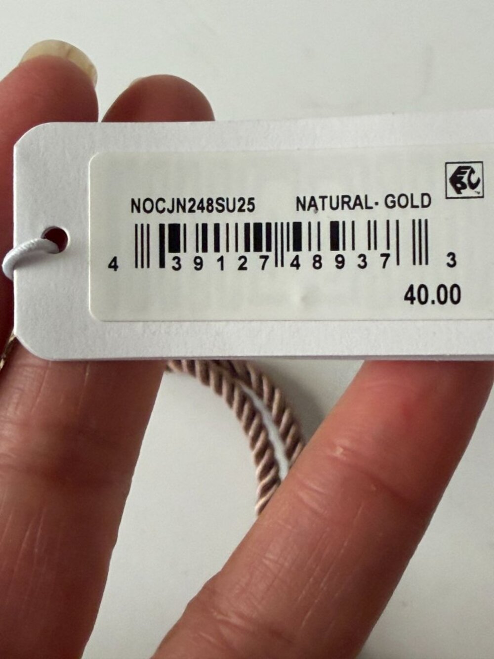 NWT Nordstrom Open Gold Tone Round Pendant Gold Neutral Beige Cord Necklace - Picture 6 of 6